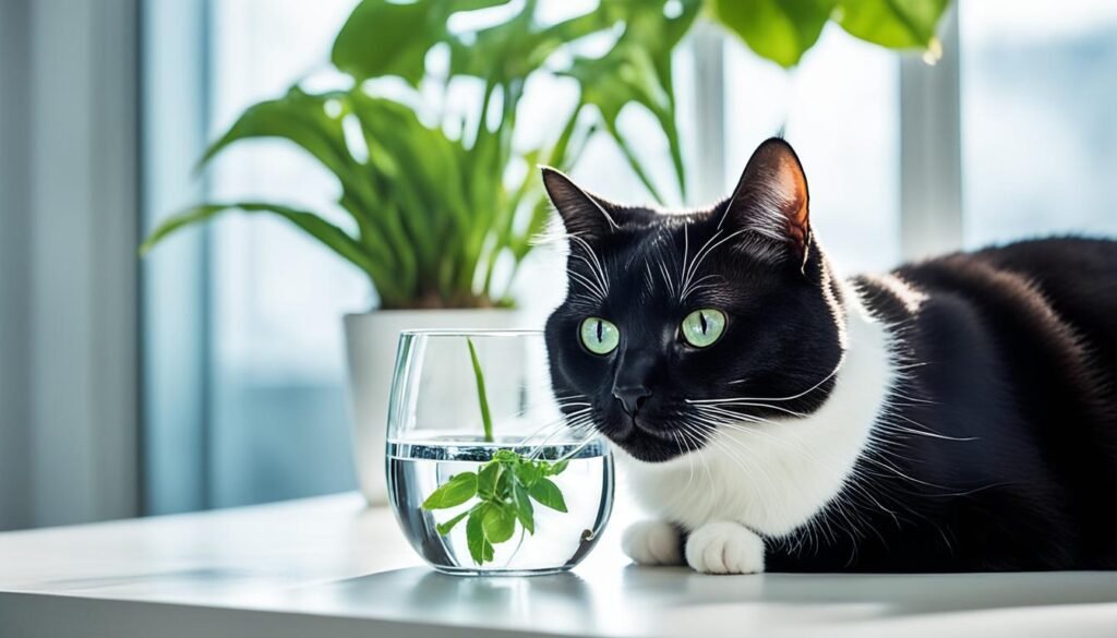 cat drinking fresh water