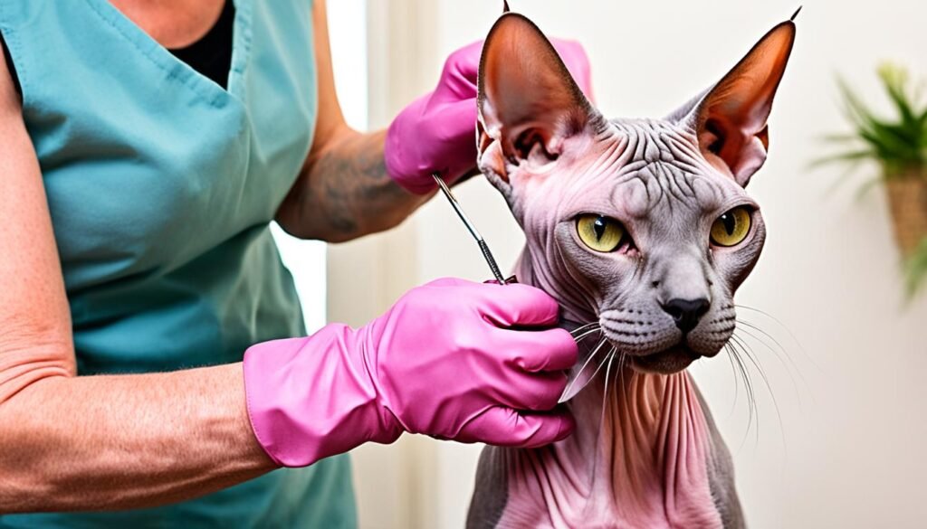 Sphynx cat grooming