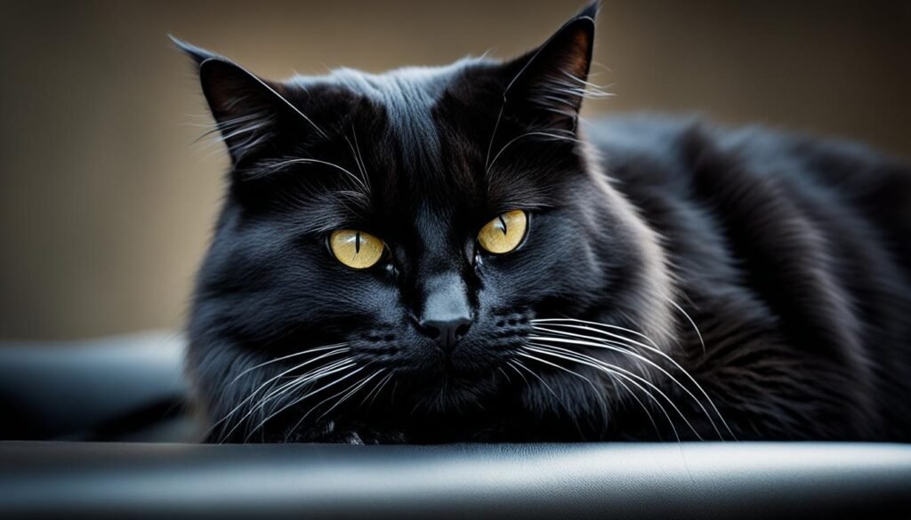 Black cat with soft fur