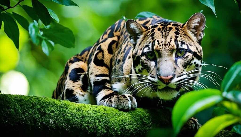 Sunda clouded leopard in its natural habitat