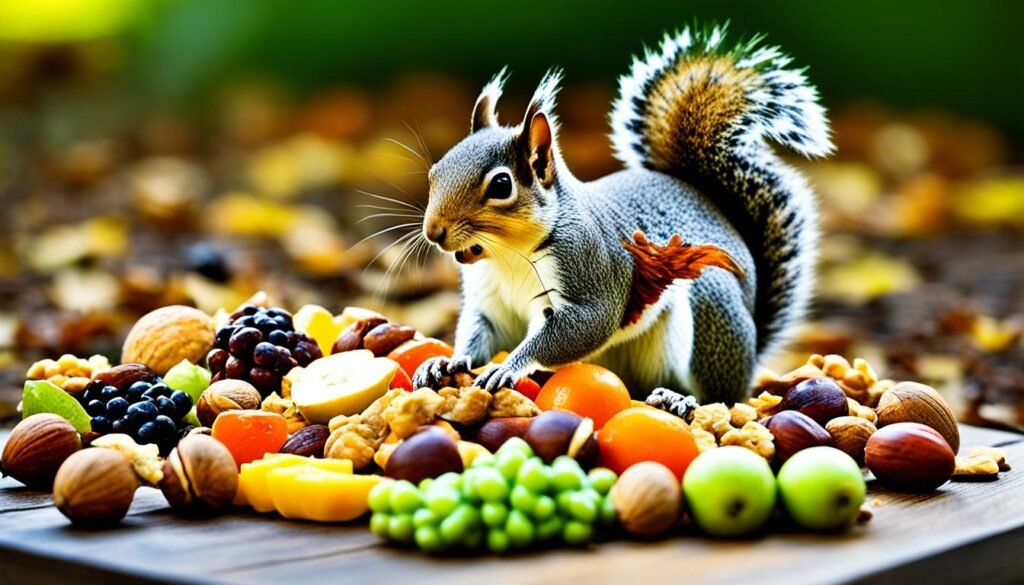 Varied diet for squirrels