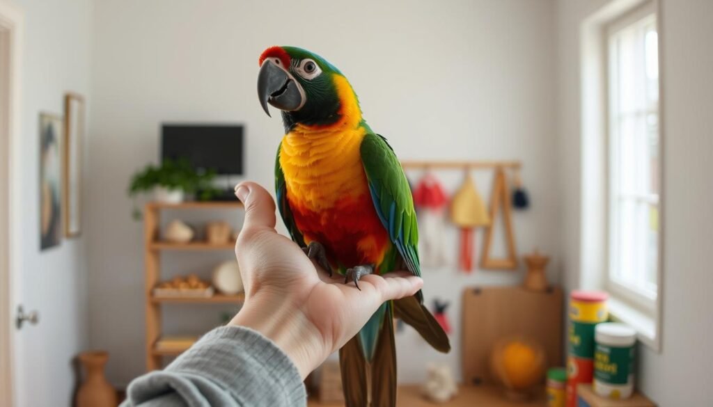 Parrot Step-Up Training Technique