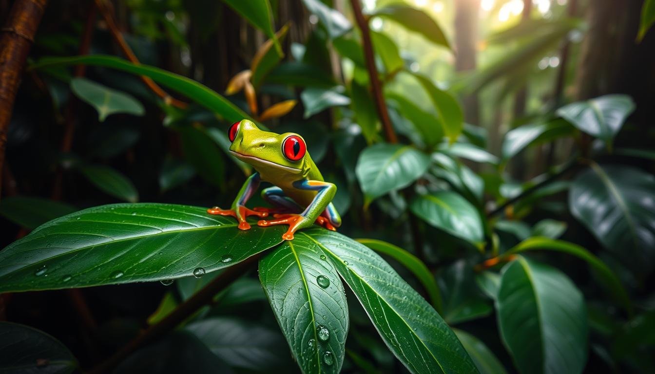 rainforest red eyed tree frog